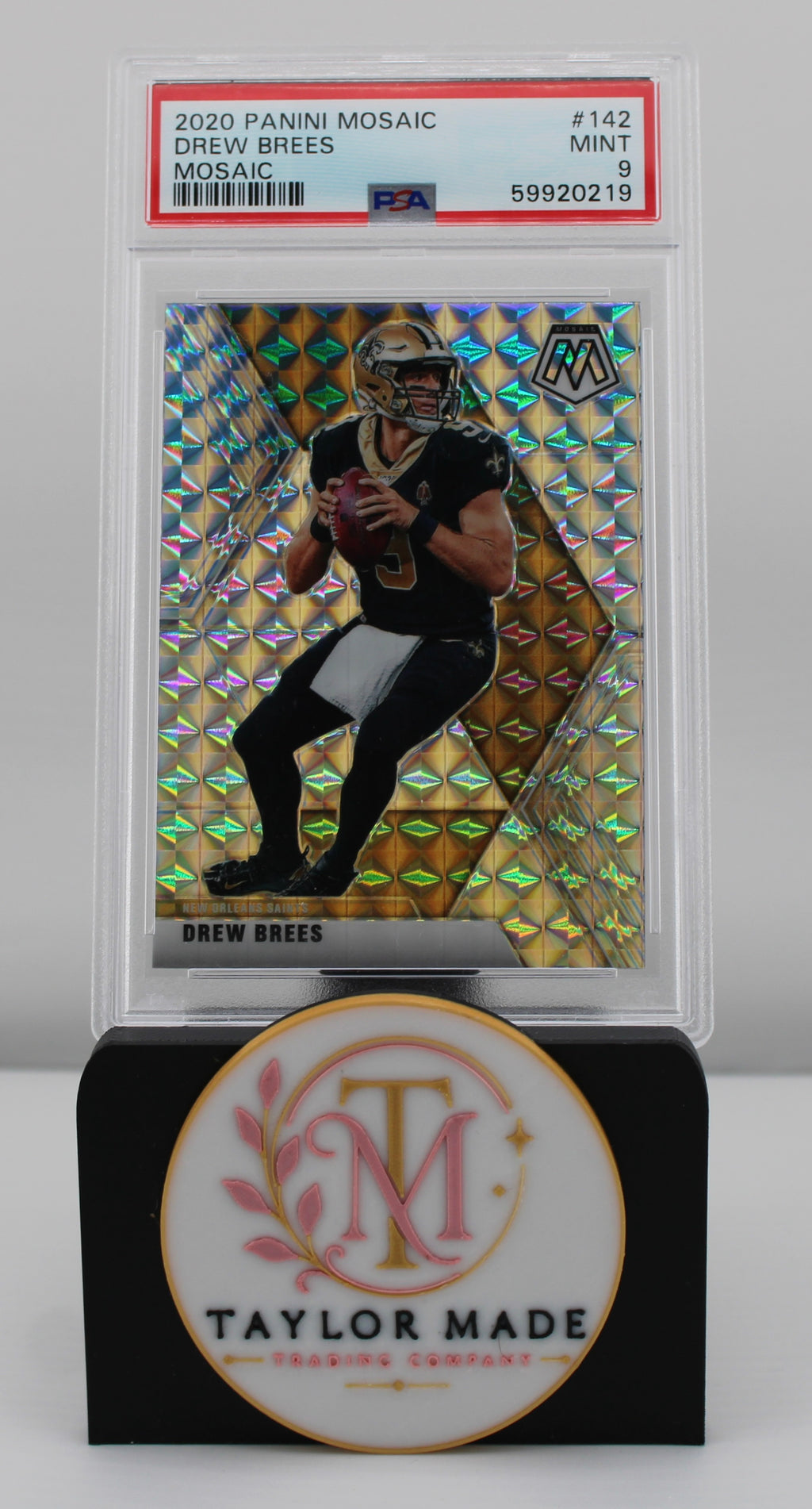 2020 Panini Mosaic #142 Drew Brees Mosaic Prizm PSA 9 - Card front