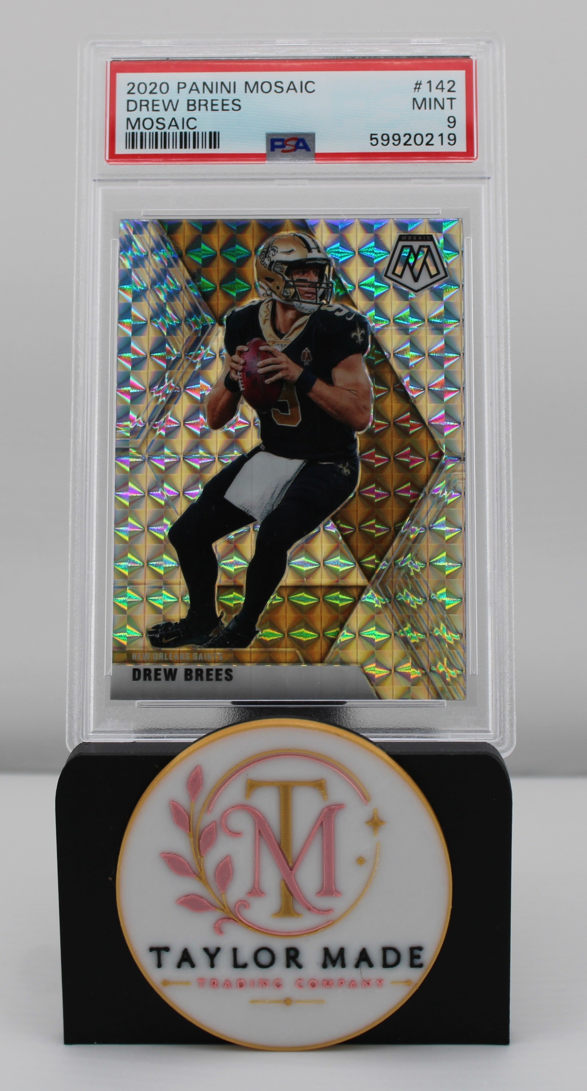 2020 Panini Mosaic #142 Drew Brees Mosaic Prizm PSA 9 - Card front
