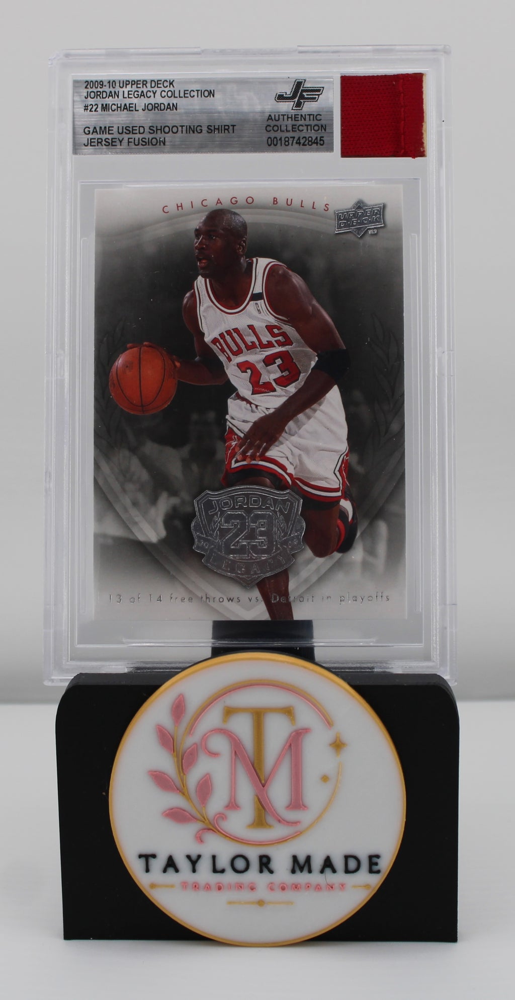 2009-10 Upper Deck Jordan Legacy #22 Michael Jordan Jersey Fusion BGS - Card front with red swatch