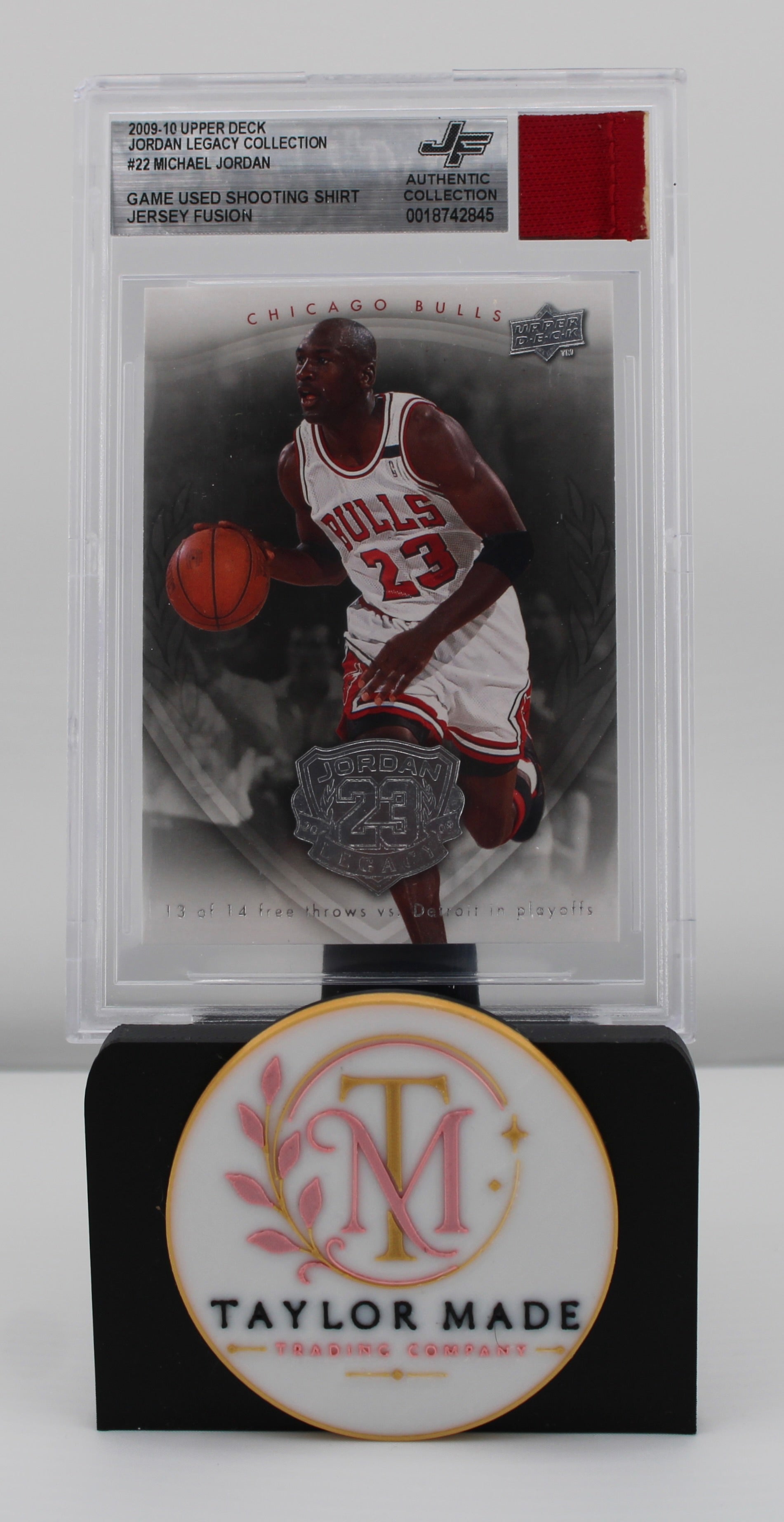 2009-10 Upper Deck Jordan Legacy #22 Michael Jordan Jersey Fusion BGS - Card front with red swatch