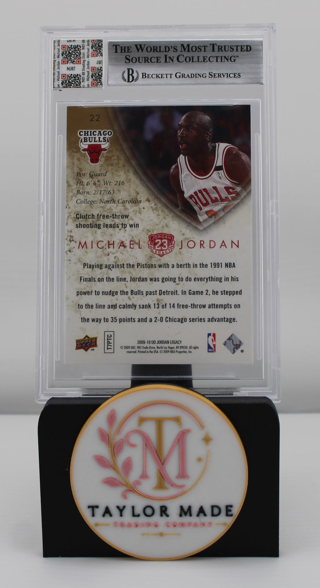 2009-10 Upper Deck Jordan Legacy #22 Michael Jordan Jersey Fusion BGS - Card back