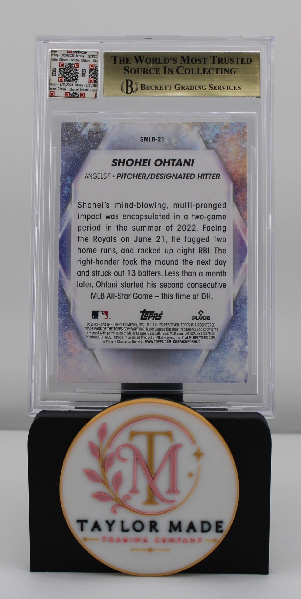 2023 Topps Stars of MLB #SMLB-21 Shohei Ohtani Jersey Relic BGS 9.5 - Card back