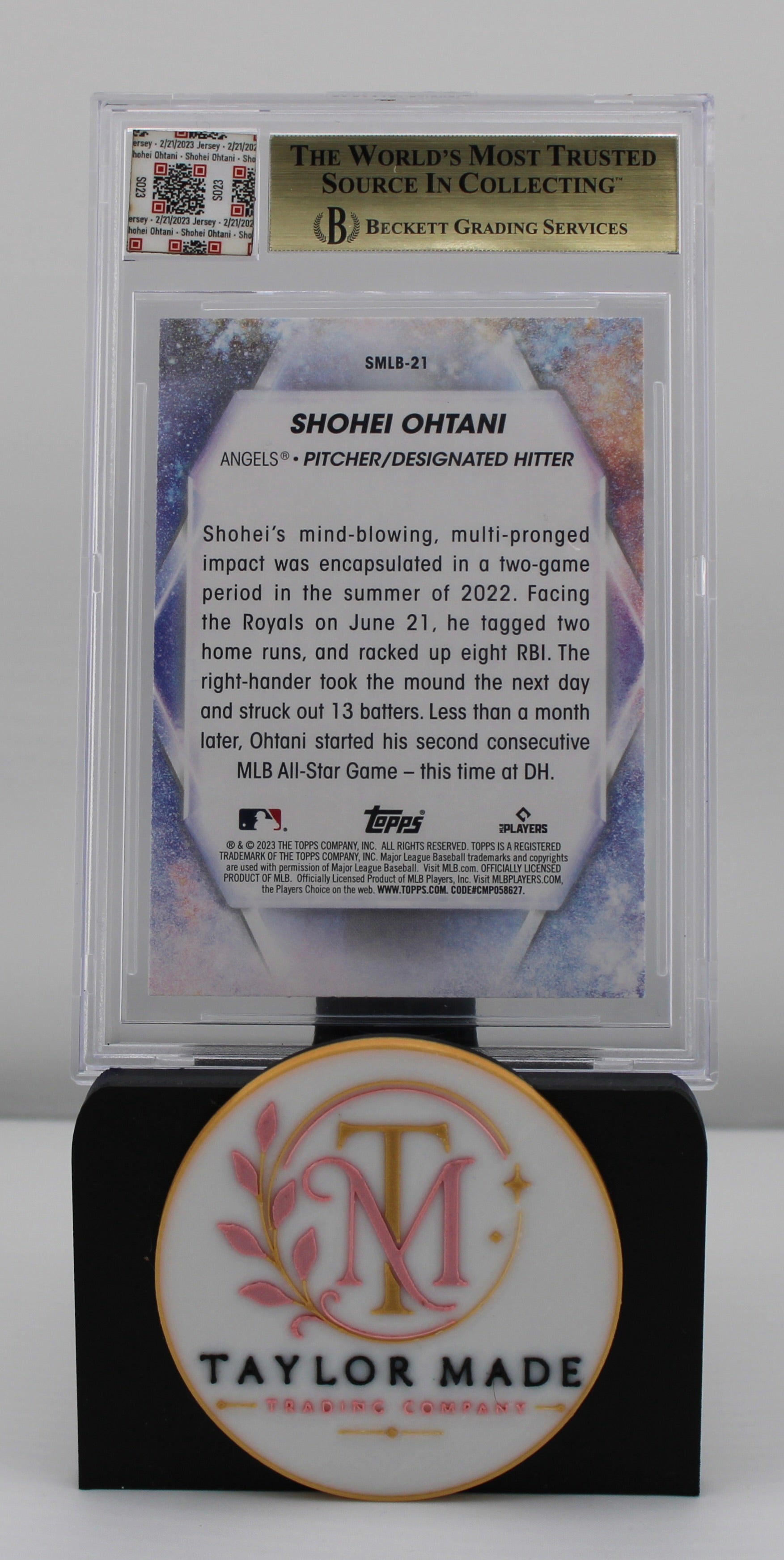 2023 Topps Stars of MLB #SMLB-21 Shohei Ohtani Jersey Relic BGS 9.5 - Card back