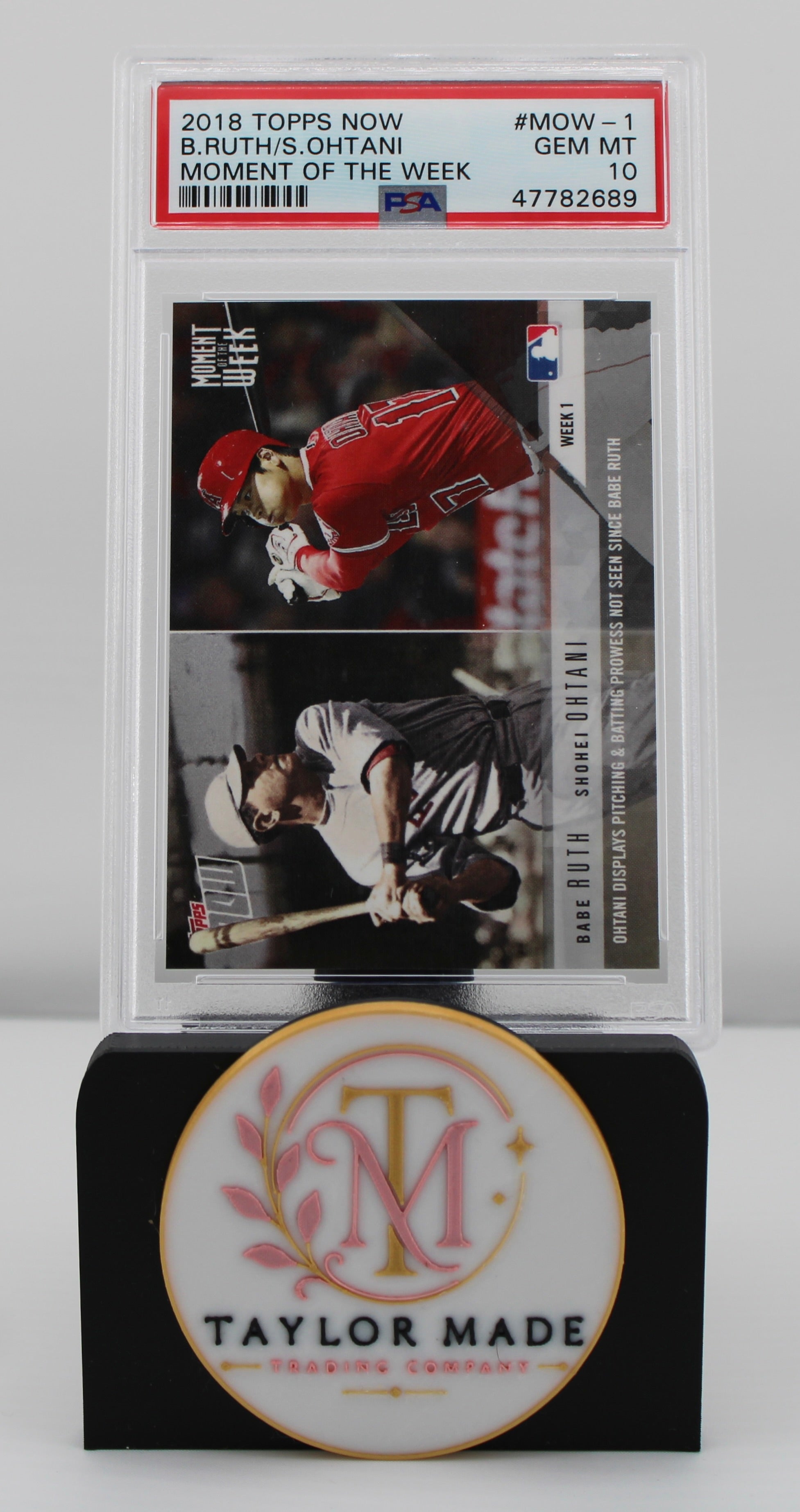 2018 Topps NOW MOW-1 Ruth Ohtani PSA 10 - Card front close up