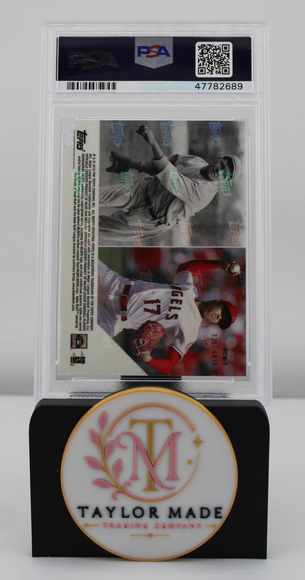 2018 Topps NOW MOW-1 Ruth Ohtani PSA 10 - Card back full view