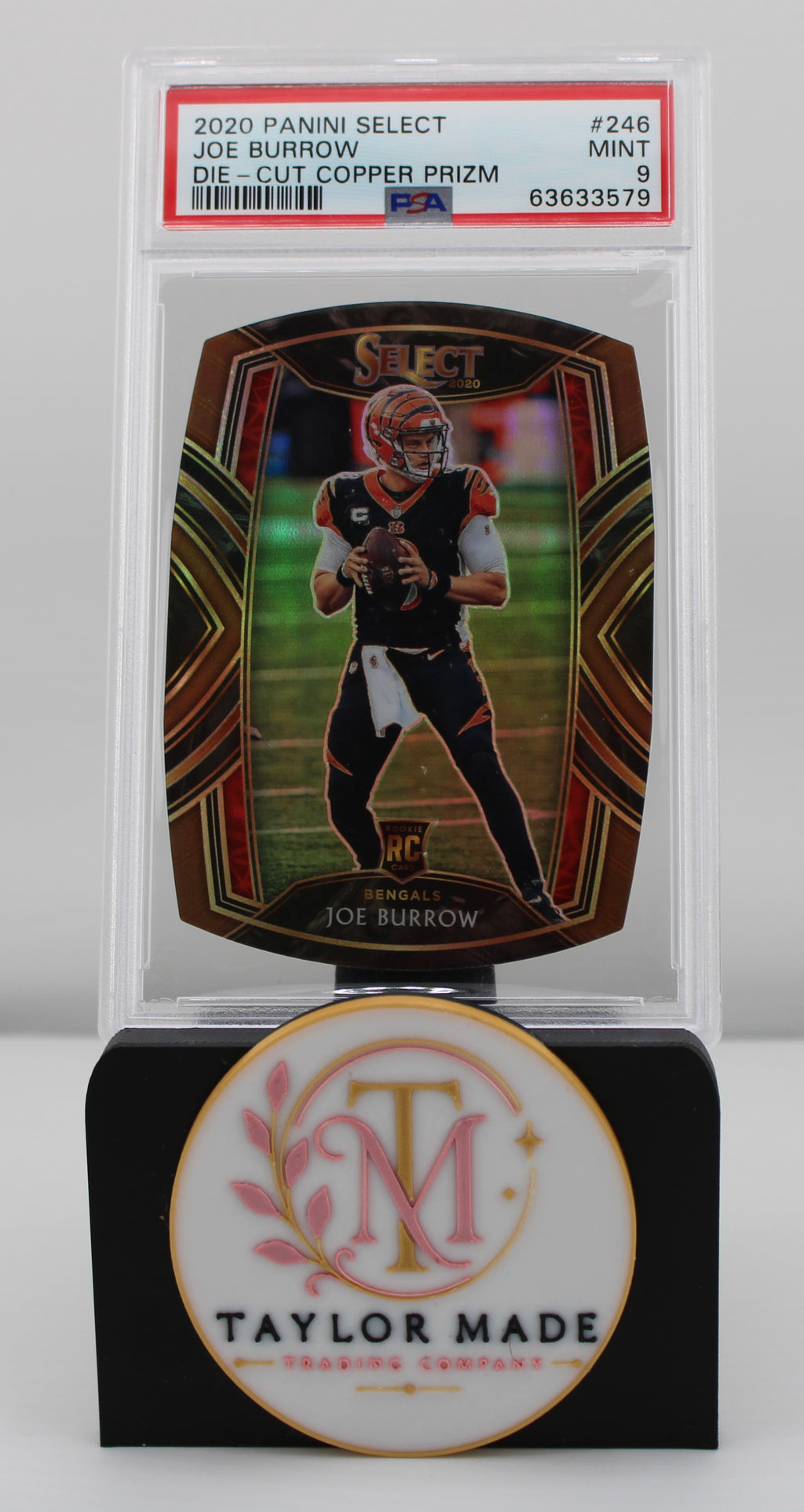 2020 Panini Select #246 Joe Burrow Die-Cut Copper Prizm PSA 9 /355 - Card front