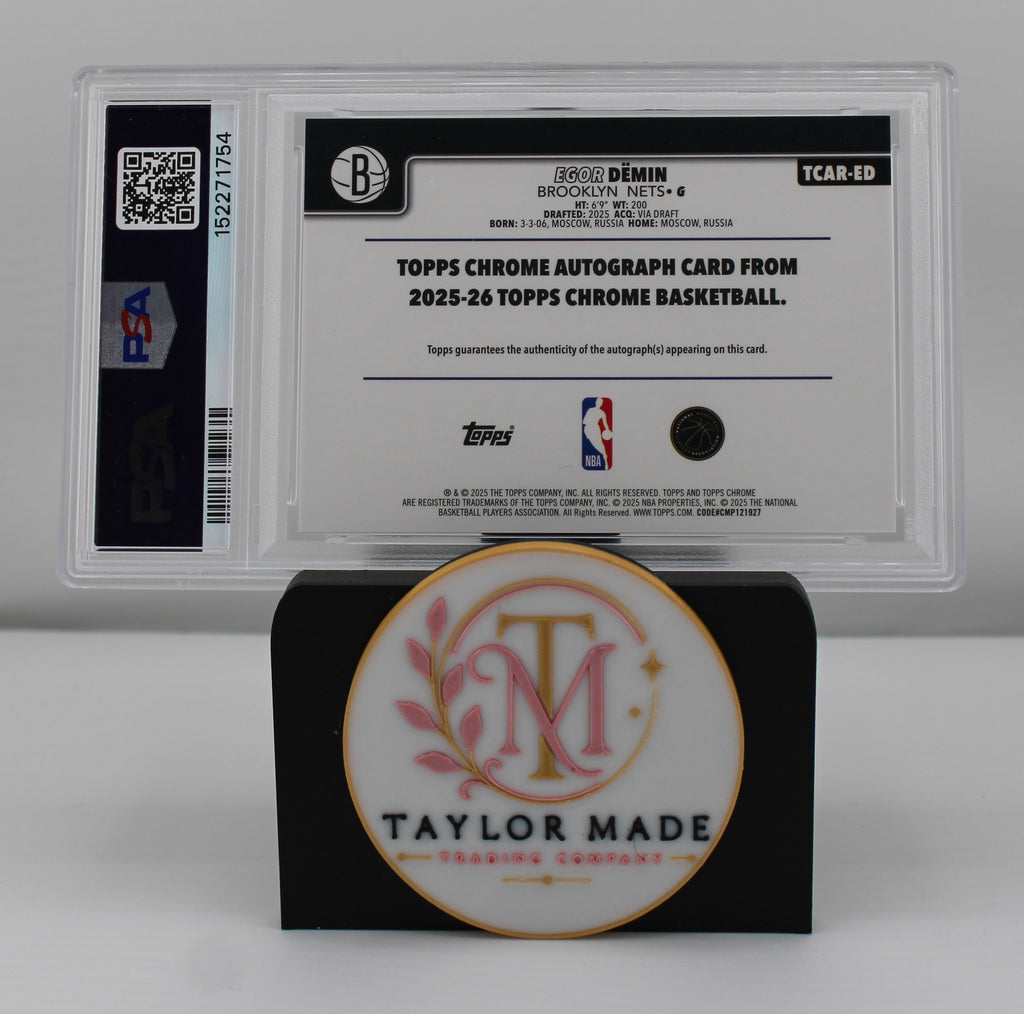 2025-26 Topps Chrome #TCAR-ED Egor Demin Chrome Rookie Auto PSA 9 - Card back