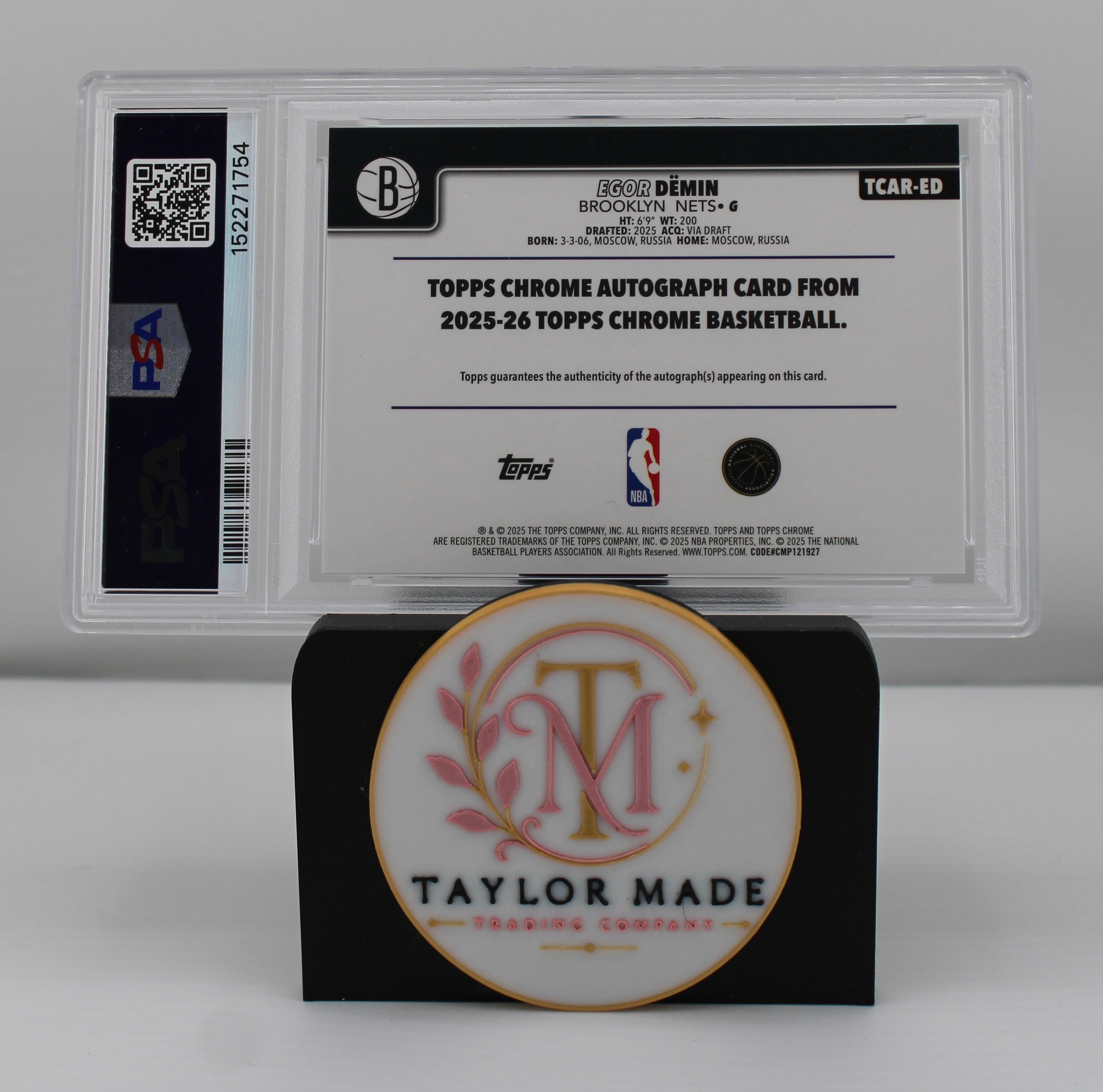 2025-26 Topps Chrome #TCAR-ED Egor Demin Chrome Rookie Auto PSA 9 - Card back