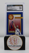 Stephen Curry Humongous Hoard Custom Signature Card CGC x JSA GEM MINT 10 Auto 10 - Card front with dark blue ink autograph