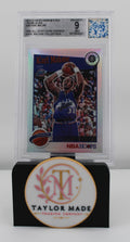 2019-20 Hoops Premium Stock #286 Karl Malone Prizms Silver 1991 All-Star Warmup Relic BGS 9 - Card front
