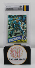 1985 Topps #318 Ted Simmons Autograph Game Used Patch JF Authentic - Card front with auto and patch swatch