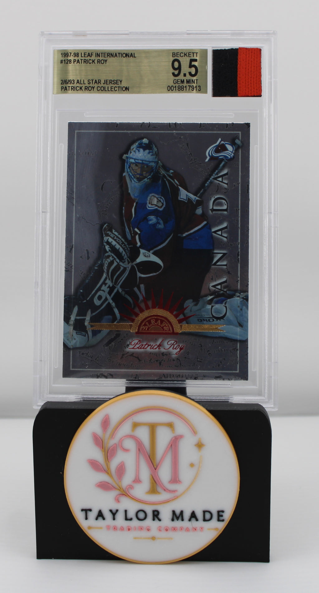 1997-98 Leaf International #128 Patrick Roy All Star Jersey Collection BGS 9.5 - Card front