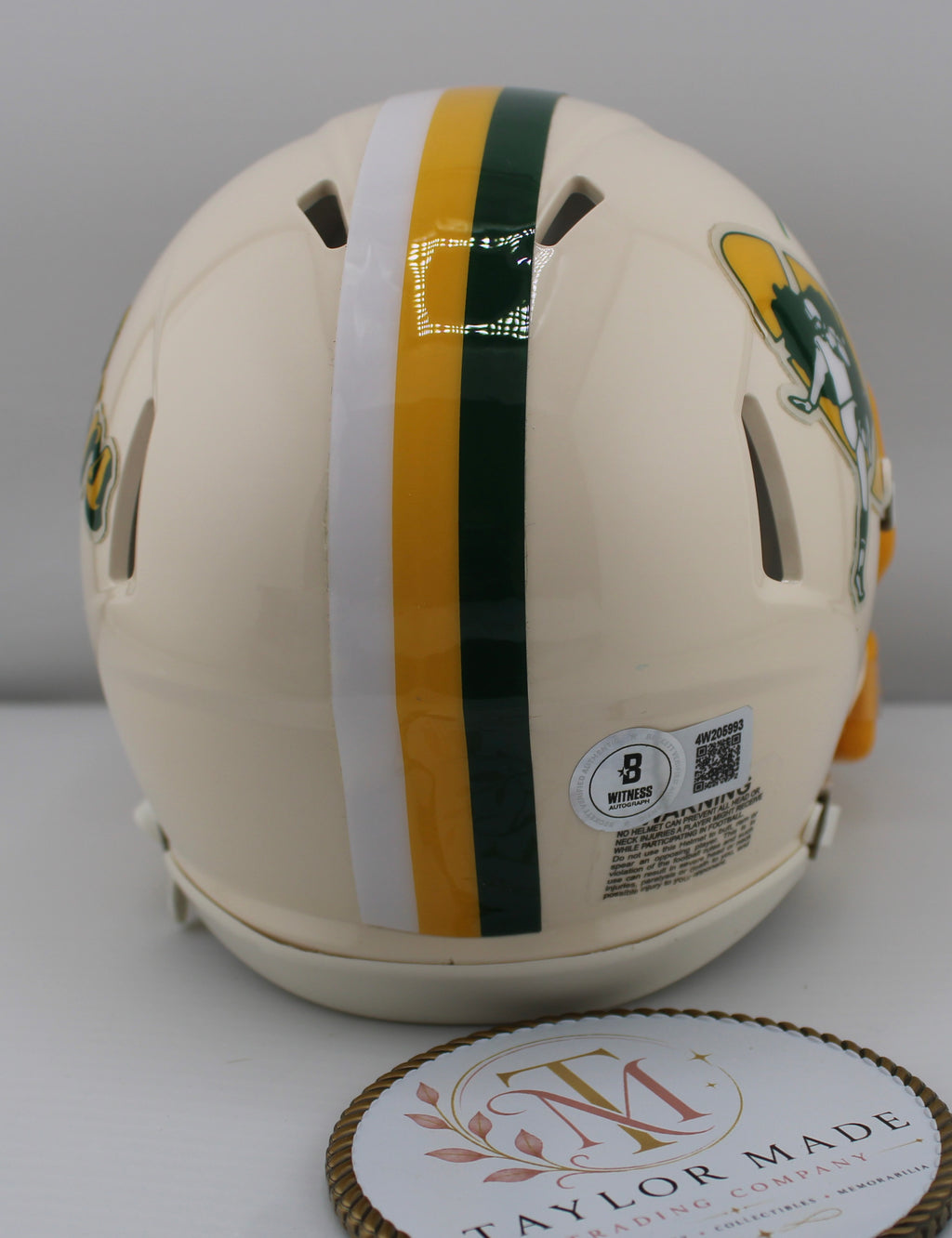 Jordan Love #10 Signed Packers Salute to Service Mini Helmet BAS - Back view with Beckett witnessed sticker and stripe