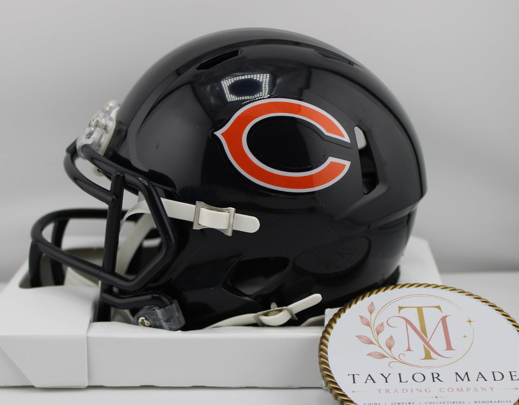 Anthony Thomas #35 Autographed Chicago Bears Riddell Speed Black Mini Helmet ROY 01 - Right side view with Bears C logo