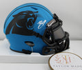 Bryce Young Autographed Carolina Panthers Riddell Speed Eclipse Mini Helmet - Left side with white ink autograph over Panther logo