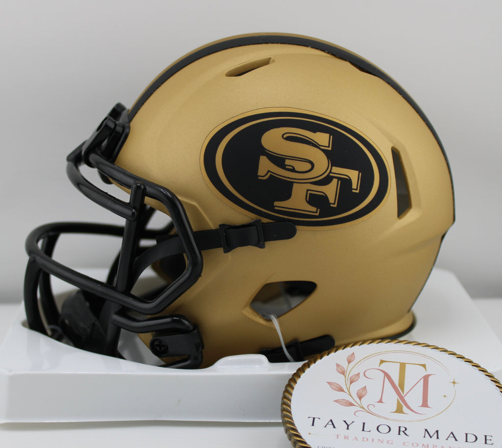 Frank Gore #21 Autographed 49ers Riddell Speed Eclipse Mini Helmet JSA - Right side view with SF logo